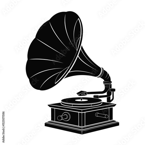 Vintage Gramophone Silhouette Illustration