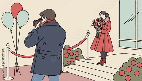 groom and bridal are standing for photo shoot, groom wearing three piece and bride wearing red jora   
