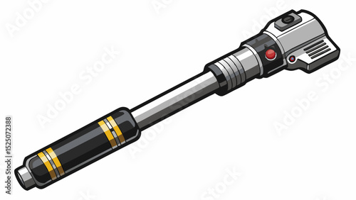 A precision torque wrench with a textured black handle and steel body. Essential for tightening bolts to exact specs. Captured in detail, isolated on a clean white surface.
