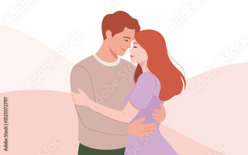 romantic couple embracing a tender vector illustration of love and affection