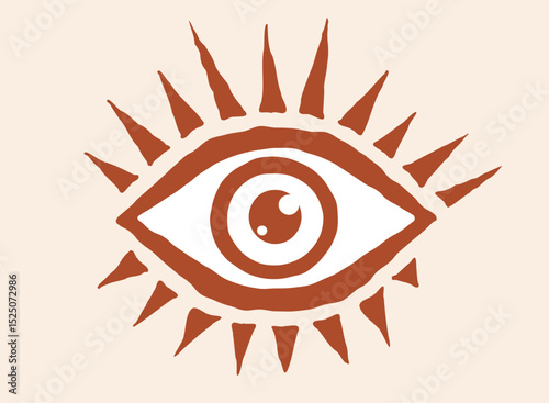 Vector vintage icon of eye. Vector illustration of eye in retro style.