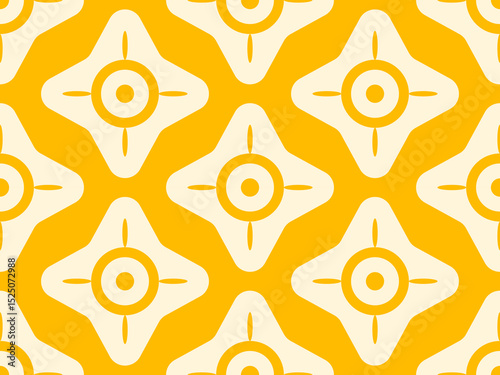 Vector Retro seamless abstract geometric floral pattern. Vintage geometric pattern of abstract flowers in 60s style.