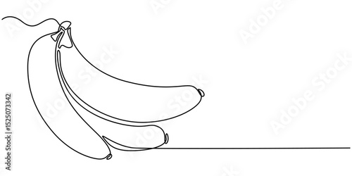 Bananas continuous one line drawing set. Outline banana fruit icon collections isolated on a white background. Editable stroke. Vector illustration, Continuous one line drawing hand peeling banana