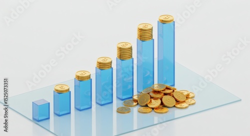 Ascending Financial Growth 3D Render of Investment Growth Chart