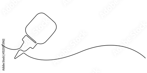 Lubricant oil and bicycle chain, Bicycle Chain Lubricant Bottle continuous one line drawing, Dropping oil.