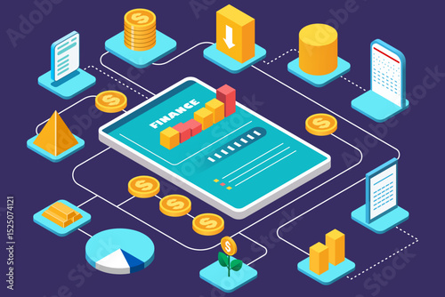 Isometric finance investment vector graphics