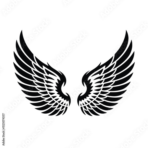 Black Tribal Style Wings Graphic Design Element