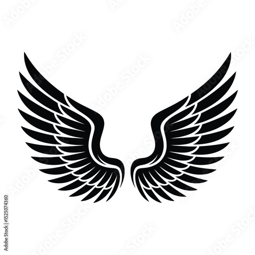 Black and White Stylized Wings Graphic Design Element