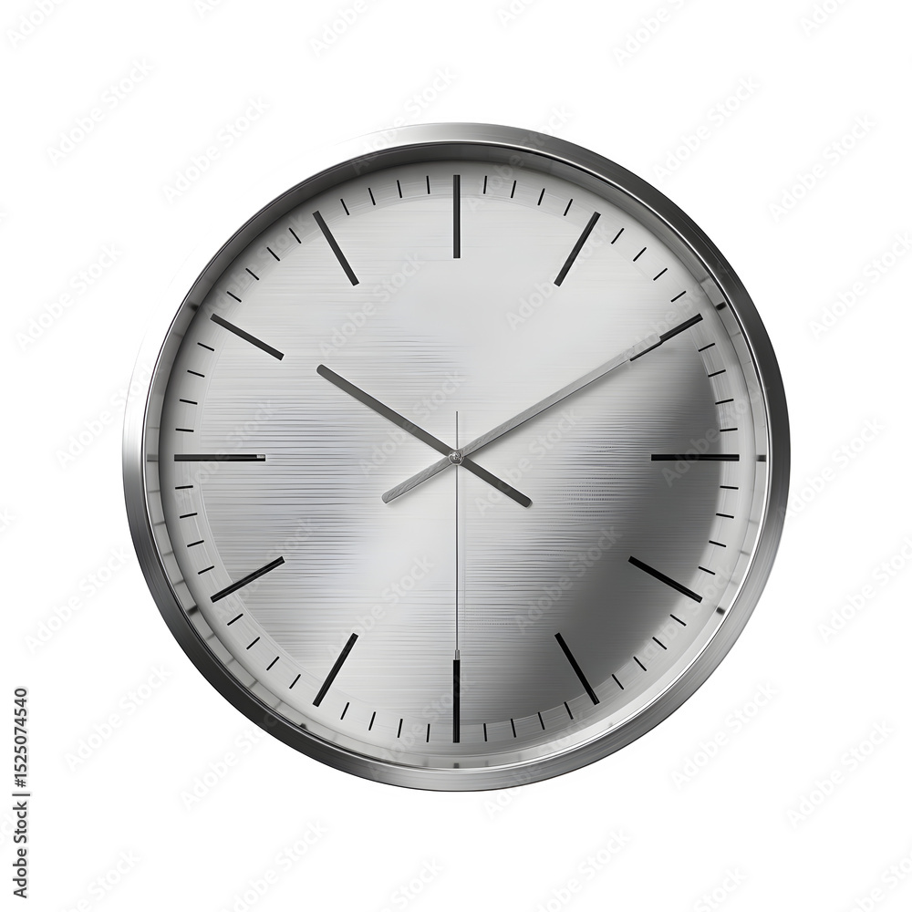 A modern metal wall clock with a minimalist design, isolated on a transparent background. --v 7.0 A modern metal wall clock with a minimalist design, isolated on a transparent background. --v 7.0