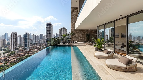 Rooftop infinity pool with city views