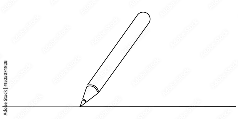 Obraz premium Pencil vector illustration with continuous one single line drawing isolated on white background, Pencil Continuous Line Art Illustration, pencil sketch , line drawing style on white background vector 