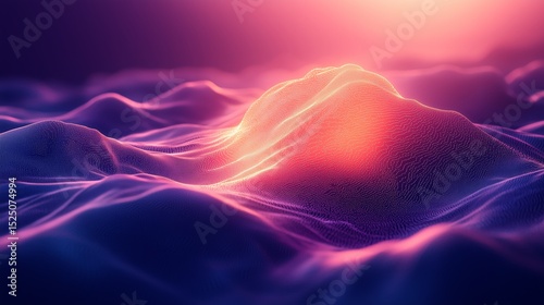 A futuristic depiction of a neon wave, set against a deep navy blue and violet gradient background. 16
