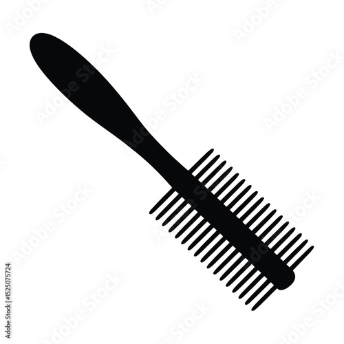 Black silhouette of a comb for styling hair on a white background