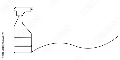 Disinfectant Spray Continuous Line Editable Stroke Icon, Detergent spray bottle dispenser vector. One line continuous drawing illustration. Hand drawn linear silhouette icon. Cleaning product.