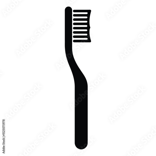 Black toothbrush silhouette on white background for dental hygiene concepts
