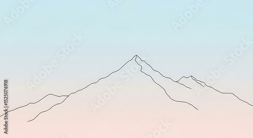Minimalist Mountain Range Line Art