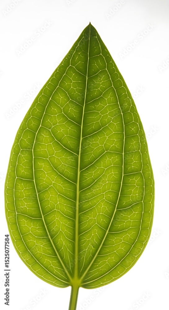 Obraz premium Single green leaf backlit closeup detail