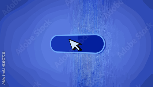 Blue Web Button with Mouse Cursor Icon and Abstract Gradient Background. copy space