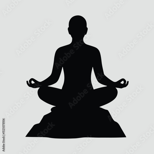 Silhouette Meditation woman sitting in lotus pose Illustration Vector