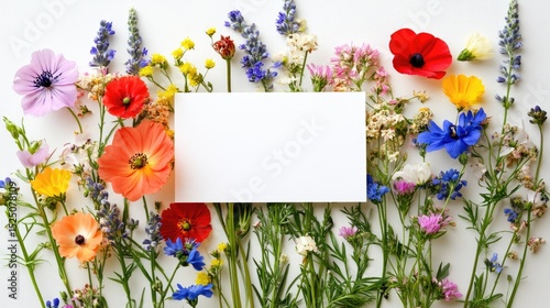 Colorful Floral Arrangement with Blank Space for Custom Text