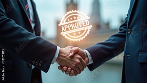 Business Handshake with Approved Stamp