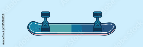 Stylized skateboard icon with gradient blue deck and matching wheels – Suitable for digital product icons, sports brand identity, or youth lifestyle content