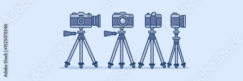 Tripod with camera icon sheet in multiple angles
