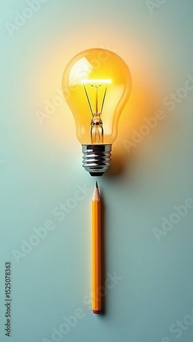 Yellow Light Bulb with Simple Background