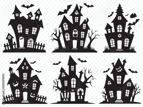 Wallpaper Mural Silhouette haunted buildings illustration Vector Torontodigital.ca