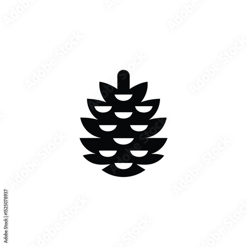 Simple Black and White Pine Cone Icon