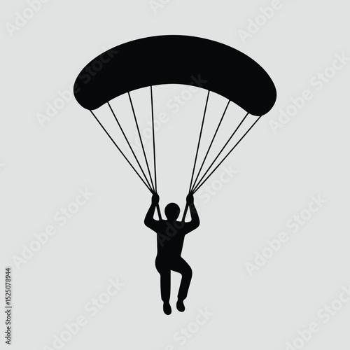 Silhouette Parachutist Jumping with Parachute Illustration Vector