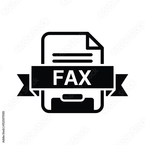 Fax Document Icon Black and White Illustration