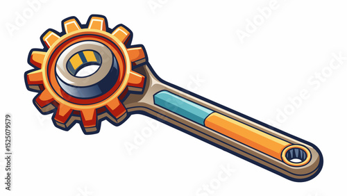 Sleek ratcheting wrench showing the gear mechanism near the head. Ideal for tight spaces in car repair. Rendered in high detail on a white, sterile background.