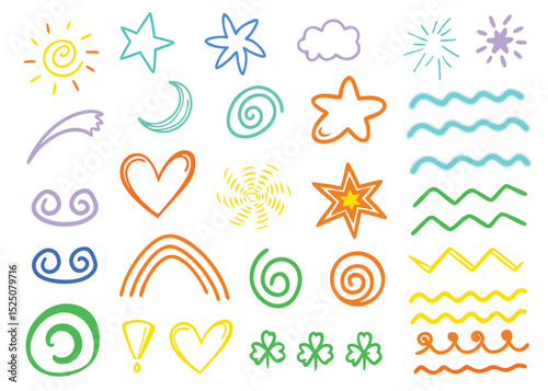 Vector collection of colorful zodiac star heart symbols for web and business design