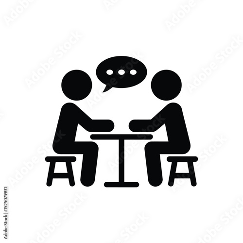 Two People Talking at a Small Table Icon