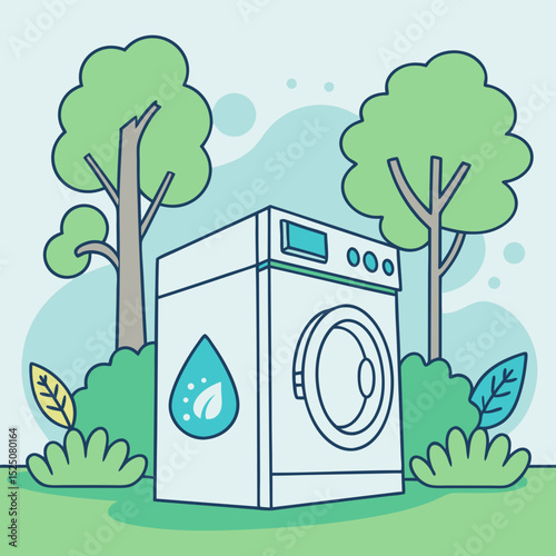 washing machine in the green grass