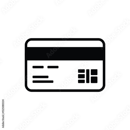 Simple Black Credit Card Icon Illustration