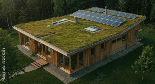 Ecofriendly house with a green roof