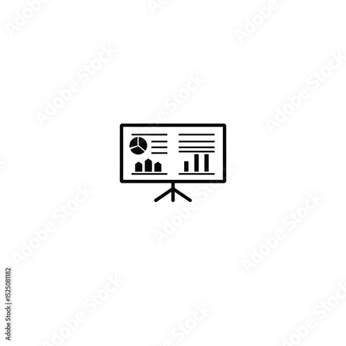 Flat silhouette of a chart screen showing data analytics, bold and simple