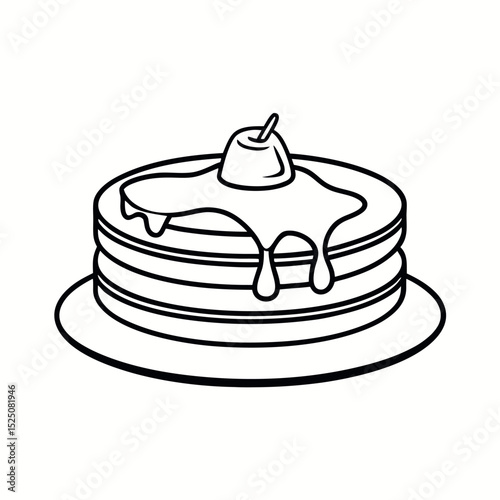 -minimalist-outline-drawing-of-a-plate-of-pancakes 
