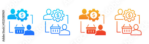Business To Consumer icon sheet multiple style collection