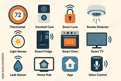 Smart home devices: thermostat, doorbell cam, smart lock, and more