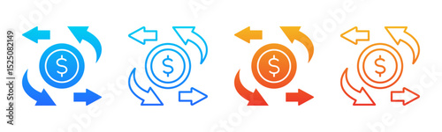 Cashflow icon sheet multiple style collection