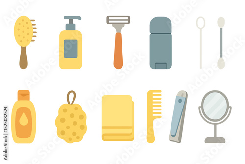 Essential bathroom accessories: grooming and hygiene tools collection