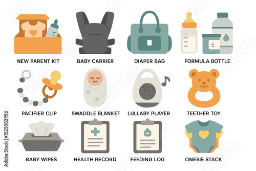 Essential items for new parents: baby carrier, diaper bag, and more