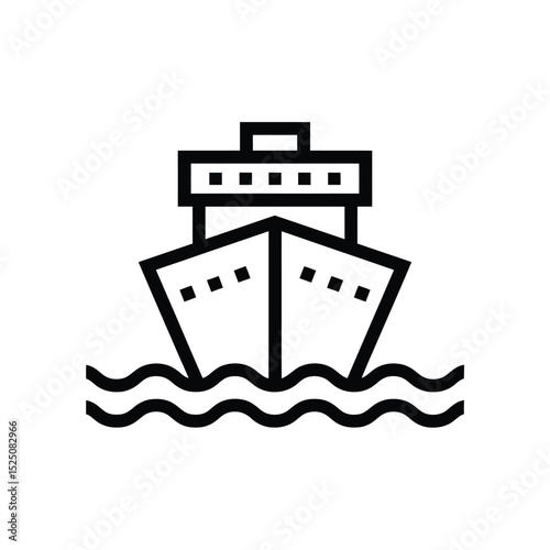 Simple Line Art Illustration of a Ship