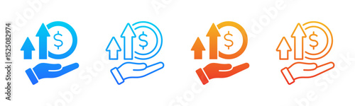 Profitability icon sheet multiple style collection