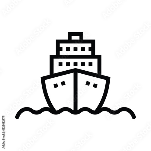 Simple Line Art Illustration of a Ship