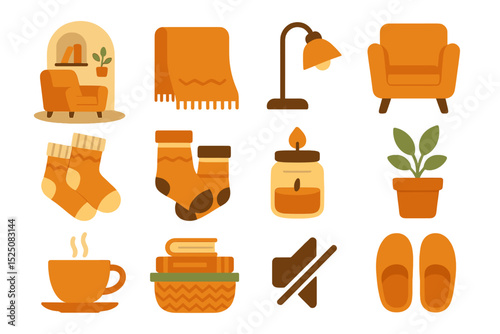 Cozy home essentials - warm tones and comforting vibes with lamp, chair, and more