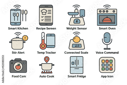 Smart kitchen gadgets and technologies: oven, fridge, sensors, recipe screen
